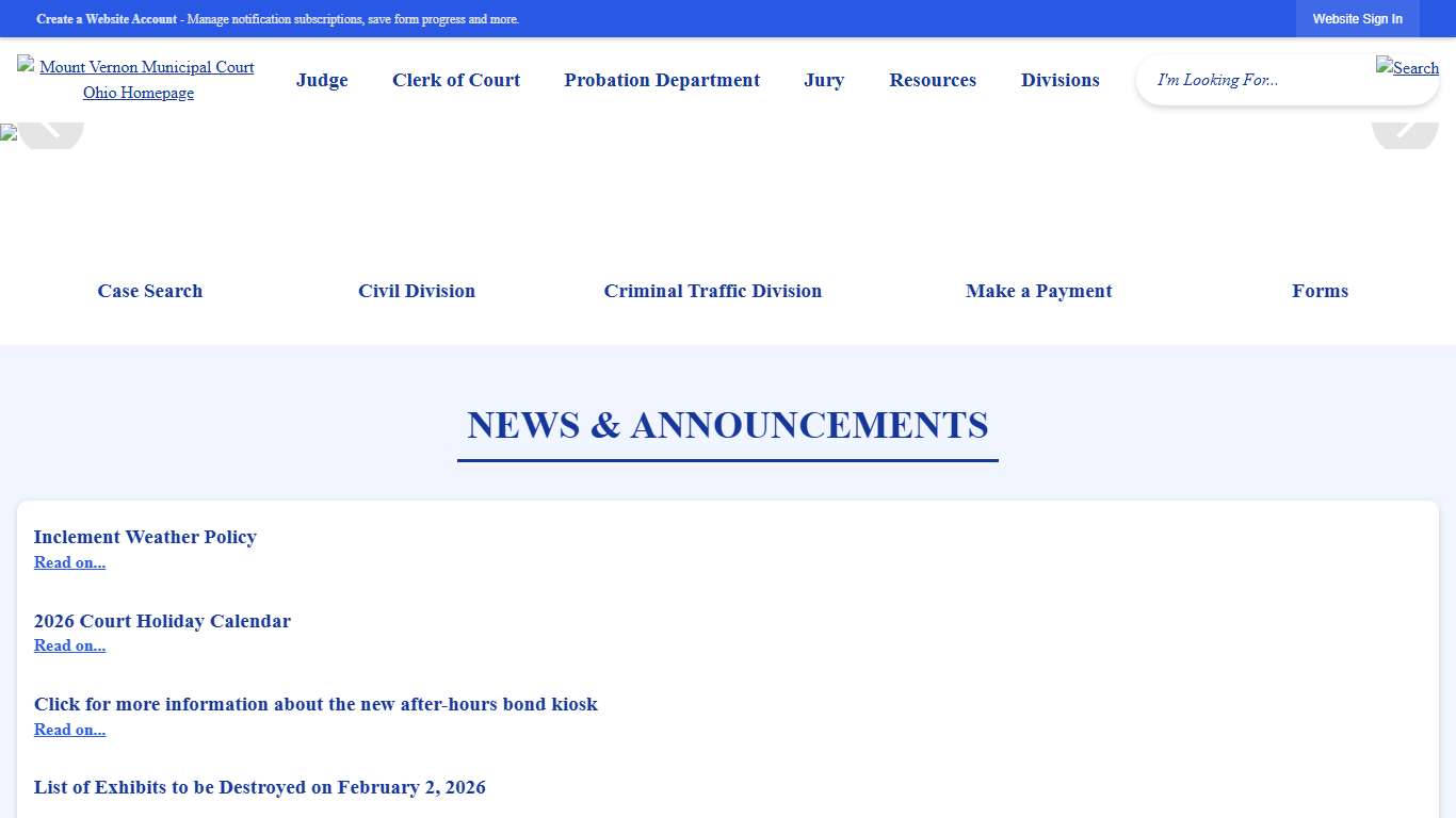 Mount Vernon Municipal Court, OH Official Website