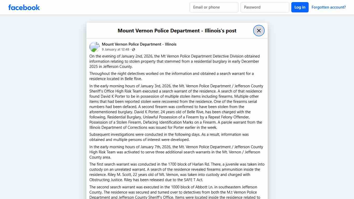 On the evening... - Mount Vernon Police Department - Illinois Facebook